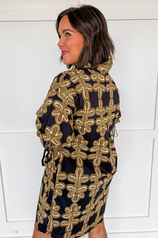 The Willow Walk Dress in Black & Gold
