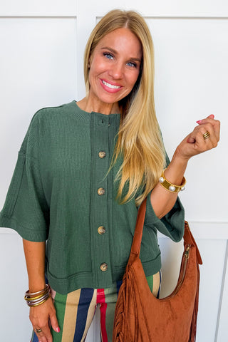 The Easy Does It Cardigan in Olive