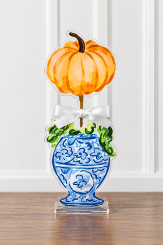 One Pumpkin Topiary Acrylic Sitter