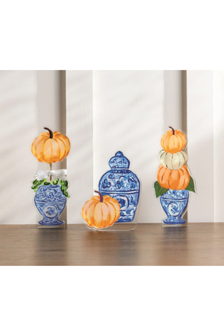 Chinoiserie Jar & Pumpkin Topiary Acrylic Sitter