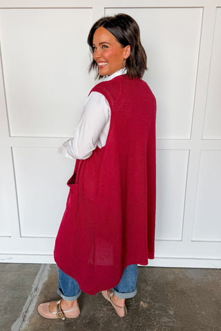 Dear Scarlett Bungalow Cardigan Vest In Wine