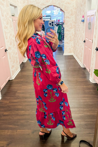 Juliette Rose Printed Maxi Dress in Berry