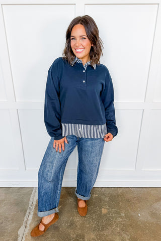 Best Of Both Layered Top in Navy