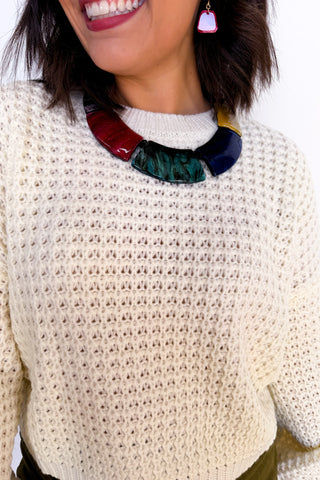 Multi Color Marble Beaded Necklace & Earring Set