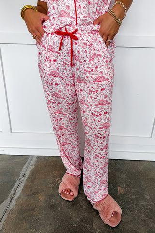The Charlotte Pajama Pant Set in Team Toile Red by Mary Square