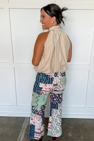 Classical Moment Halter Style Bow Top in Taupe