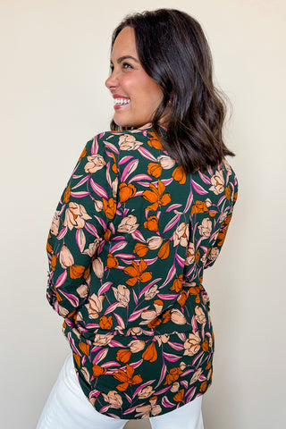 Dear Scarlett Lizzy Printed Top in Fern