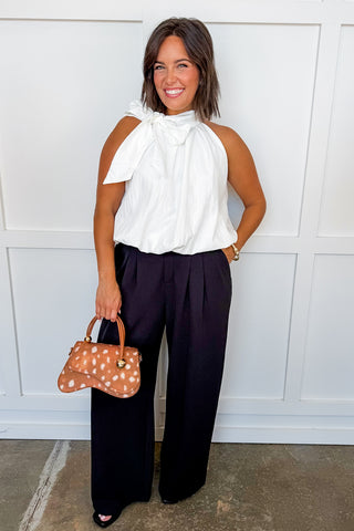 The Isabelle Wide Leg Tailored Trousers in Black