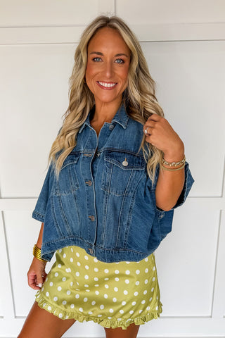 Spot On Ruffle Skort in Chartreuse