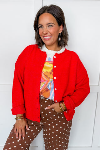 Everyday Favorite Knit Cardigan in Red