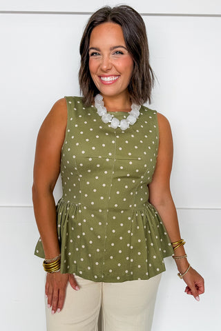Cutie Peplum Top in Olive