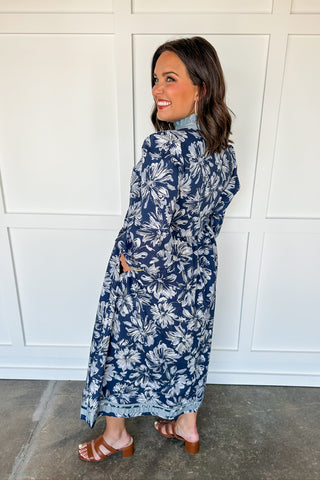 Navy Floral Whimsy Midi Dress