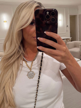 Love Each Other More Coin Two Toned Necklace By Chan Sutt Pearls