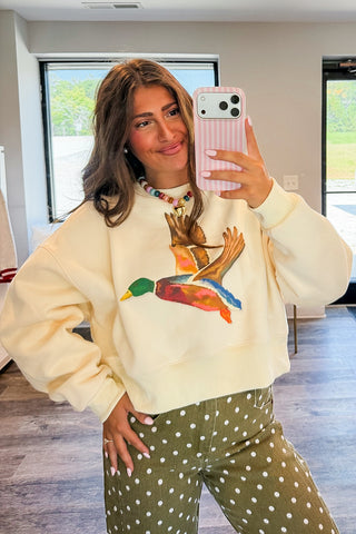 Poppy & Pine Take Flight Mallard Cropped Sweatshirt