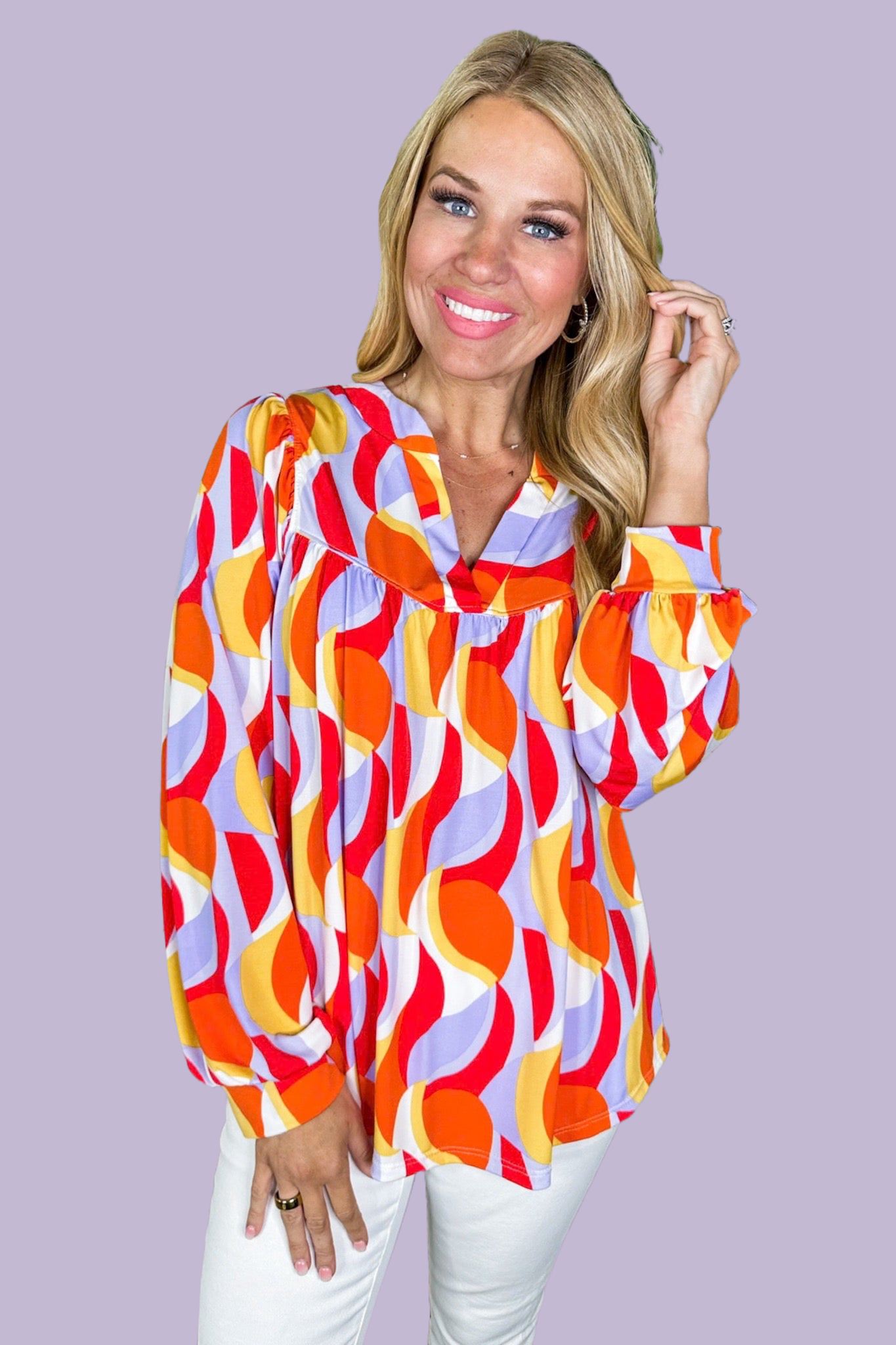 Abstract Shape Multi Sunset Shift Top