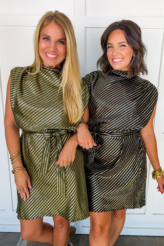 A Little Luxe Metallic Dress in Black