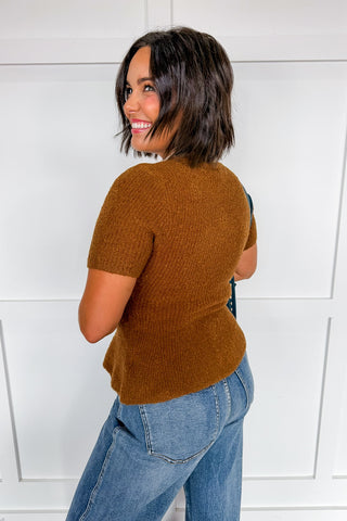 The Rowan Ribbed Peplum Top in Cinnamon