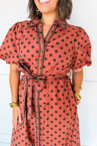 Dotted In Style Midi Tie Waist Dress