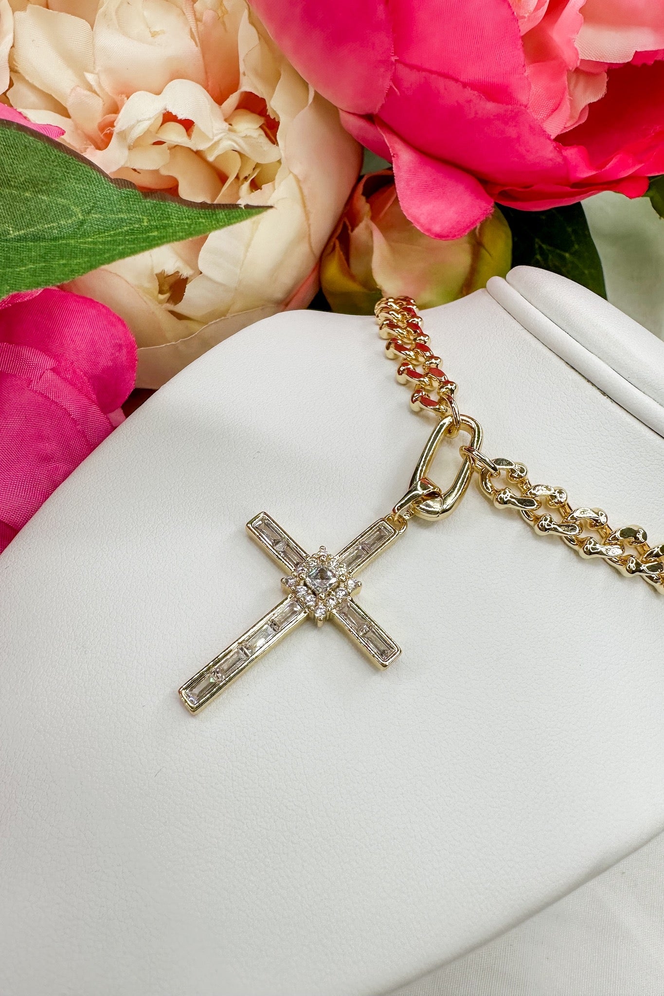 Elegant Cross Gold Necklace by Treasure Jewels