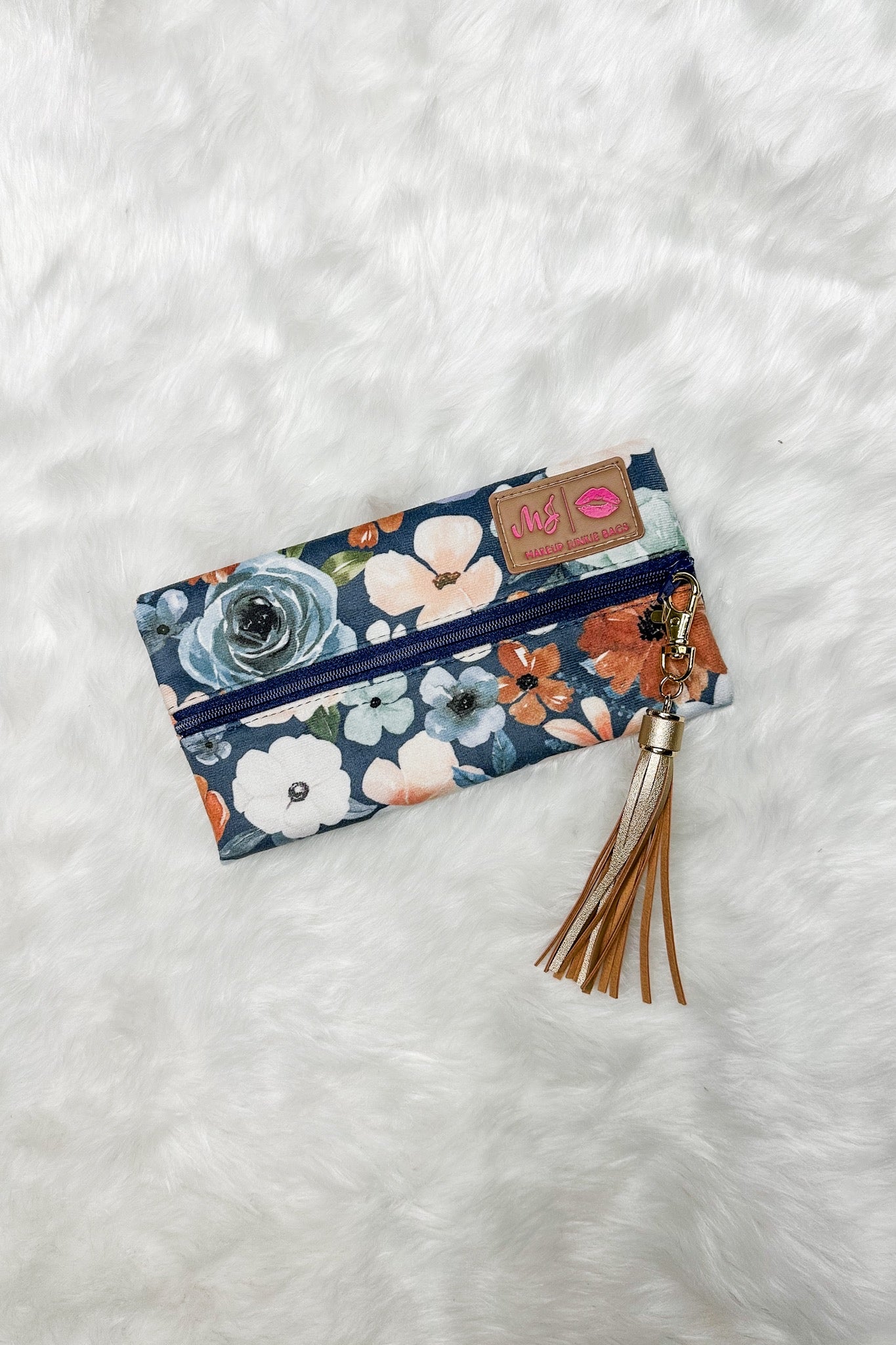 Blue Garden Makeup Junkie Bag