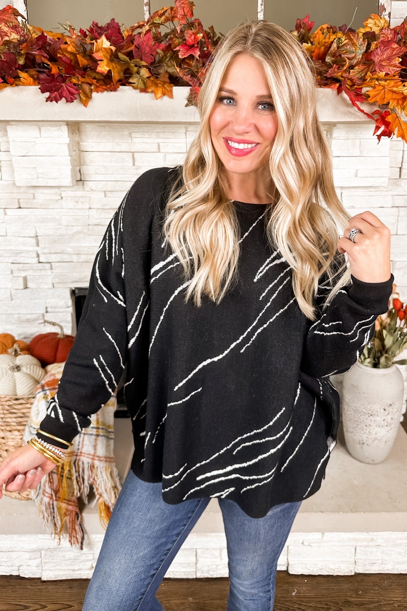 Draw the Line Scoop Neck Sweater in Black