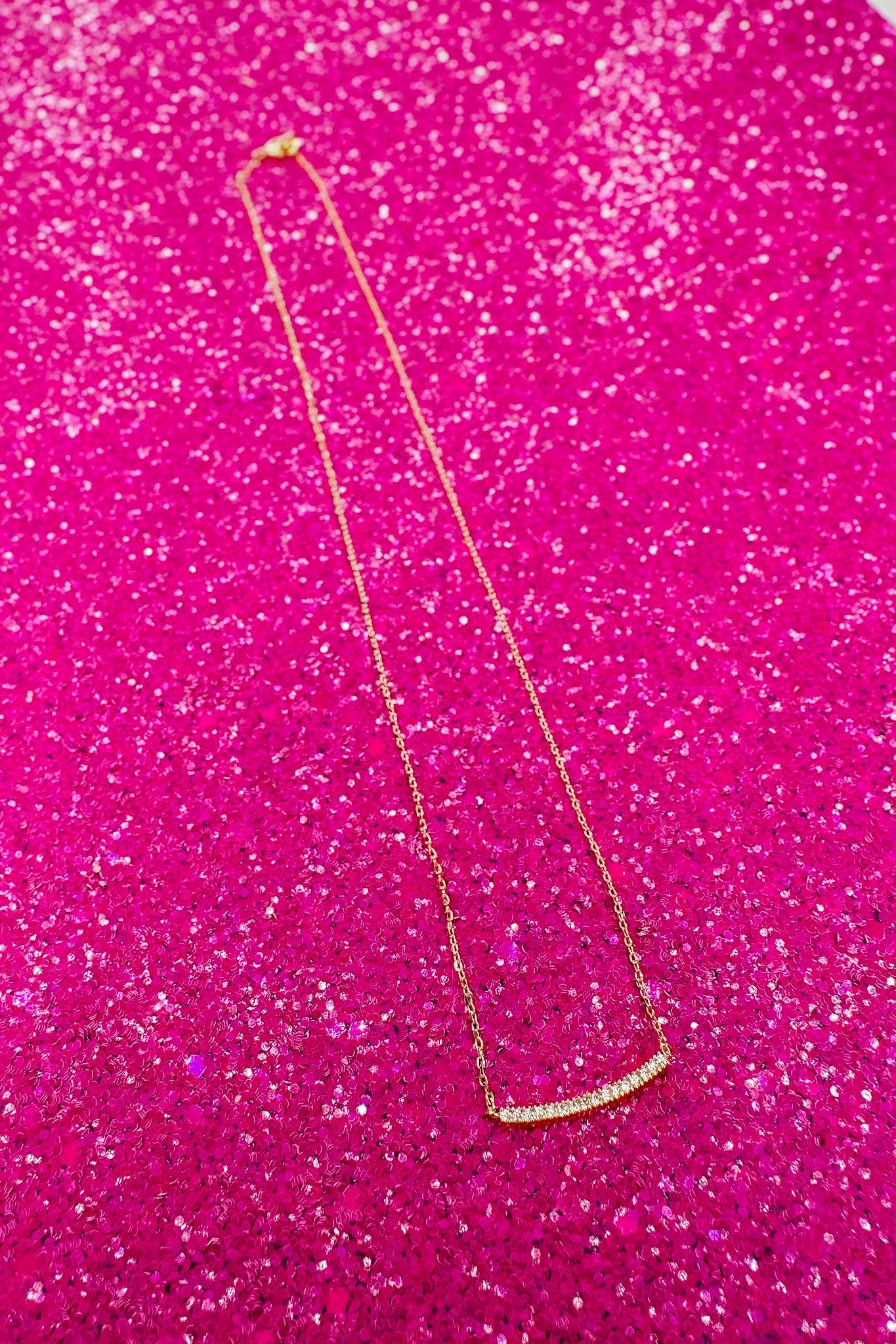 Thick Crystal Bar Gold Chain Necklace