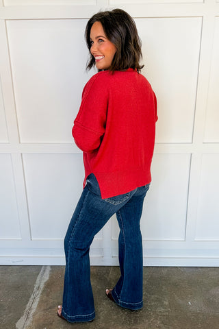 Cozy Mock Neck Sweater in Terracotta