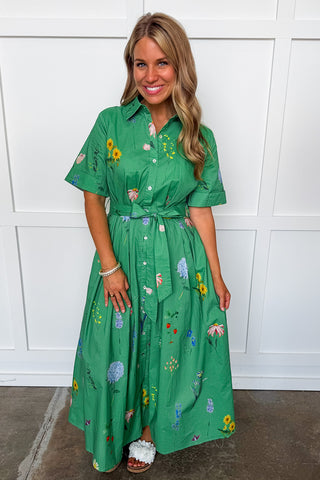Garden Party Pleated Midi Dress