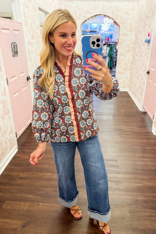 The Juliette Top in Brown Floral