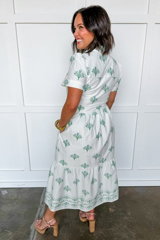 The Jema Midi Dress in Bell Blooms Blue by Mary Square