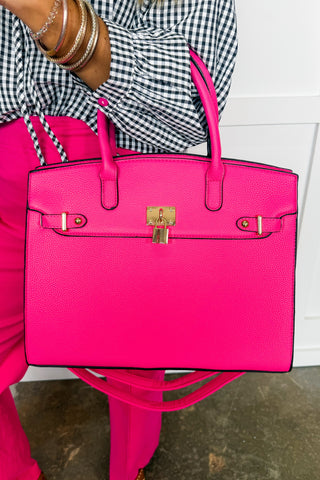 The Audrey Satchel Handbag in Fuchsia