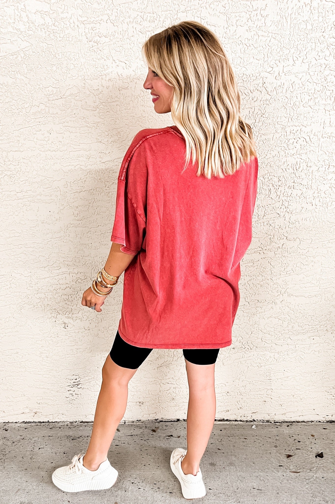 Mineral Wash Staple Oversized Tee in Brick