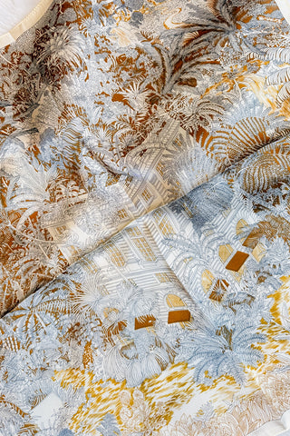 White & Brown River Home Silk Scarf