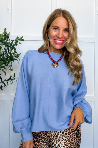 Better Days Ahead Knit Sweater in Light Blue