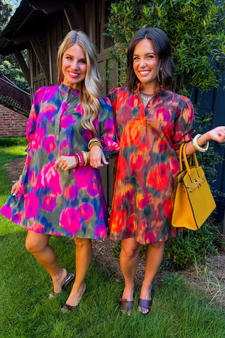 Artful Days Ruffle Dress in Rust