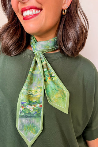Long Silk Olive Scarf