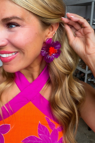 Bold Fuchsia Blossom Earrings