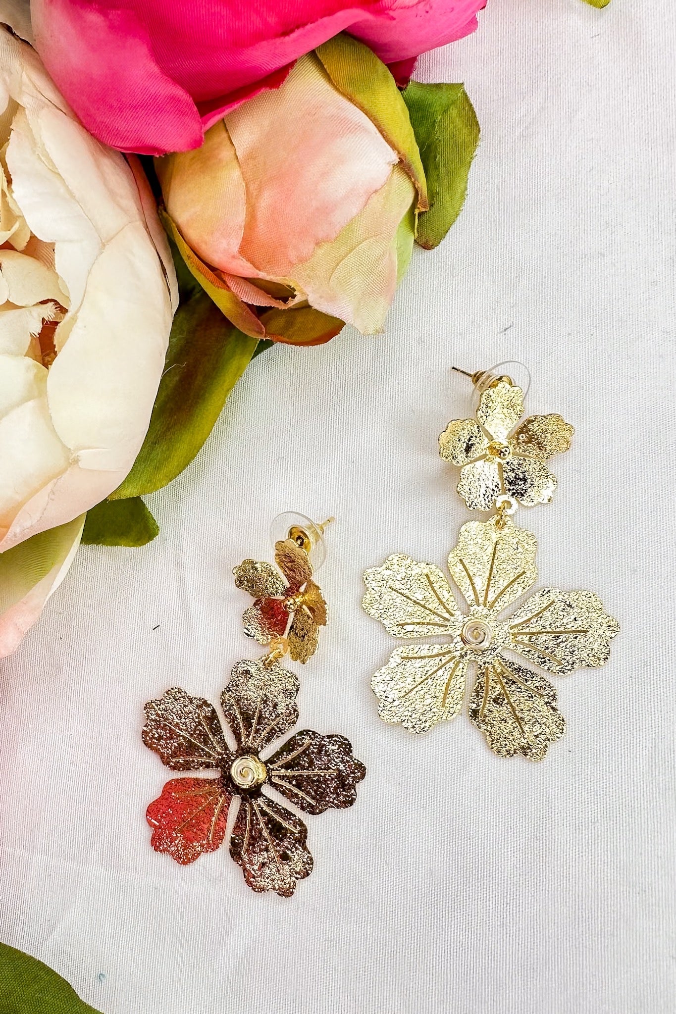 Magnolia Flower Earrings by Treasure Jewels