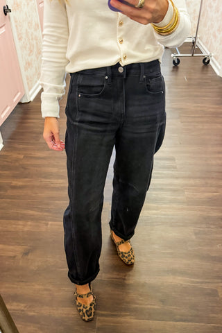 Risen Black Barrel Jeans