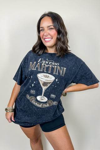Cocktail Club Espresso Martini Black Oversized Graphic Tee
