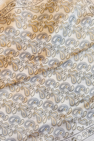 Paisley Cream Silk Bandana Scarf