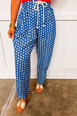 Star Spangled Barrel Pants in Medium Denim Blue