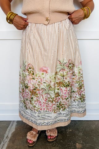 Vacation State Of Mind Elastic Waist Skirt in Taupe