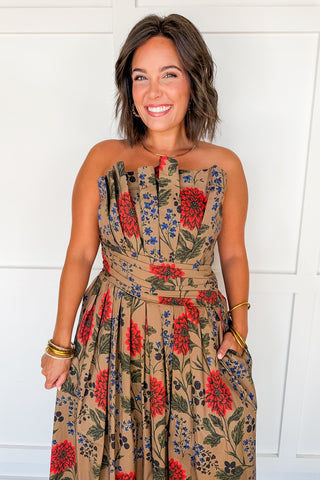 Autumn in Bloom Floral Midi Dress