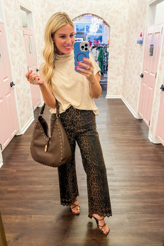 Wild Edge Leopard Print Scalloped Pant