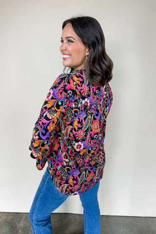 Dear Scarlett Liz Bell Printed Top in Colorful Print