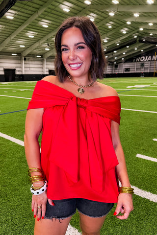 Center Stage Bow Top in Red