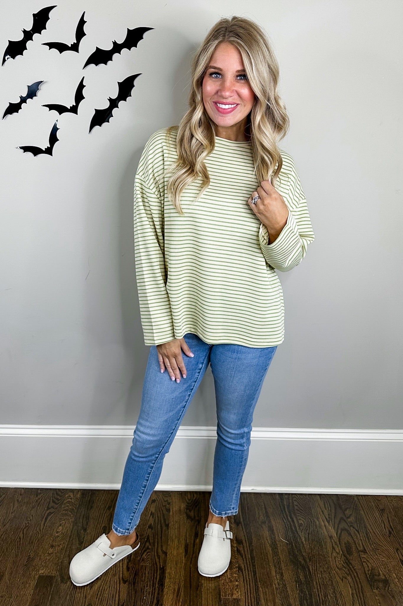 Spooky Good Striped Top in Olive