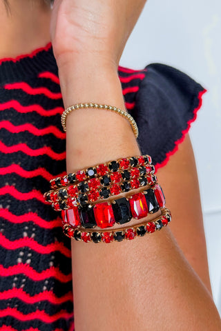 Midnight & Ruby Stacked Gemstone Bracelet Set