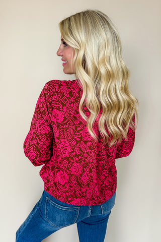 Dear Scarlett Lizzy Printed Top in Mocha Pink